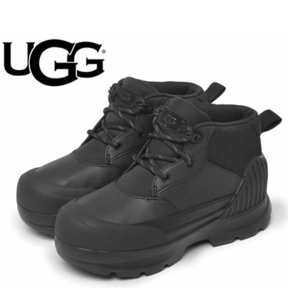 UGG NEUMEL X BLACK TEXTILE LEATHER WATERPROOF RAIN BOOTS - Picture 1 of 6